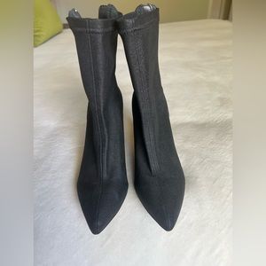 Jewel Badgley Mischka Margot Stretch Bootie Black with silver thread